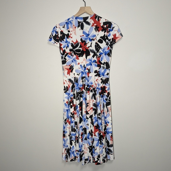 MAGGY LONDON red white blue floral midi dress size 6 - Picture 2 of 7